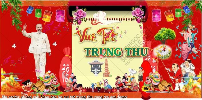 file vector phong san khau bac ho vui tet trung thu cung tre em